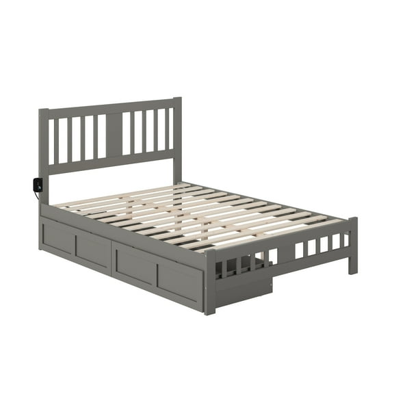 AFI Tahoe Wood Full Bed with Footboard and 2 Drawers in Gray