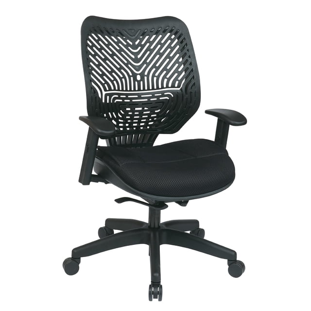 Siège d'Appoint REVV Auto-Ajustable SpaceFlex Raven avec Dossier et Coussin, Siège en Maille Raven avec Accoudoirs Réglables et Base Finition Nylon, Chaise de Direction
