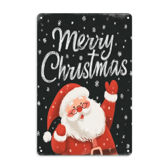 Farmhouse Christmas Decorations Metal Signs Metal Signs for Outside Home Decor Merry Christmas Santa Claus Snowflake Gift Vintage Metal Tin Signs Art Decor Home 8*12inch