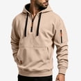 thumbnail image 4 of Quarter Zip Pullover Hoodies Mens Casual Drawstring Long Sleeve Sweatshirts with Kangaroo Pocket and Arm Pocket Trendy Fall Outfits 2026, 4 of 6