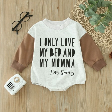 

Baby Boys Cotton Print Letter Autumn Long Sleeve Romper Bodysuit Clothes