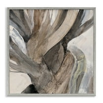 Stupell Industries Twisted Driftwood Abstraction Abstract Painting Gray Framed Art Print Wall Art, 24 x 24
