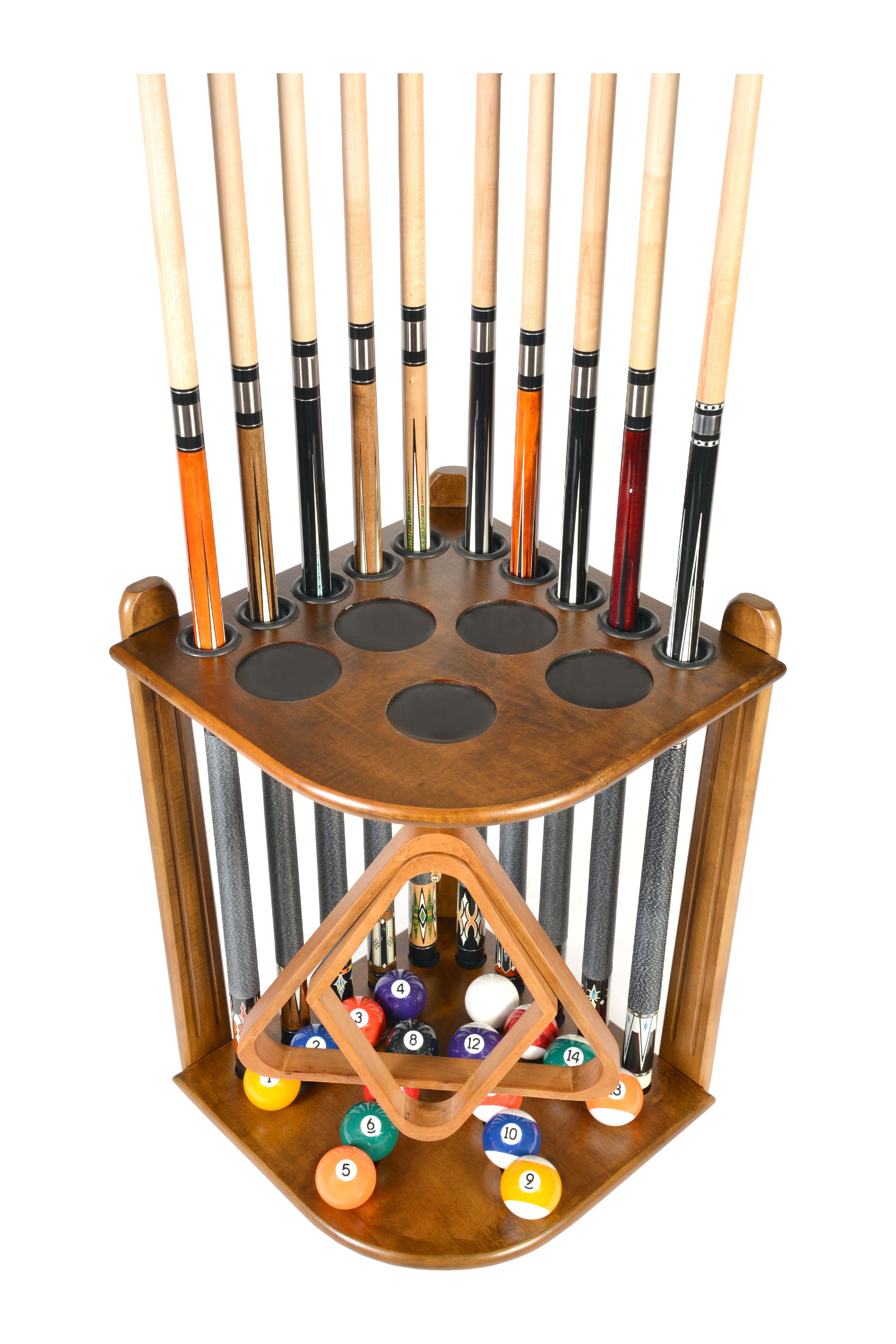 billiard ball display rack on Pool Cue Rack Only 10 Billiard Stick And Ball Floor Rack Holder Oak Finish Walmart Com Walmart Com