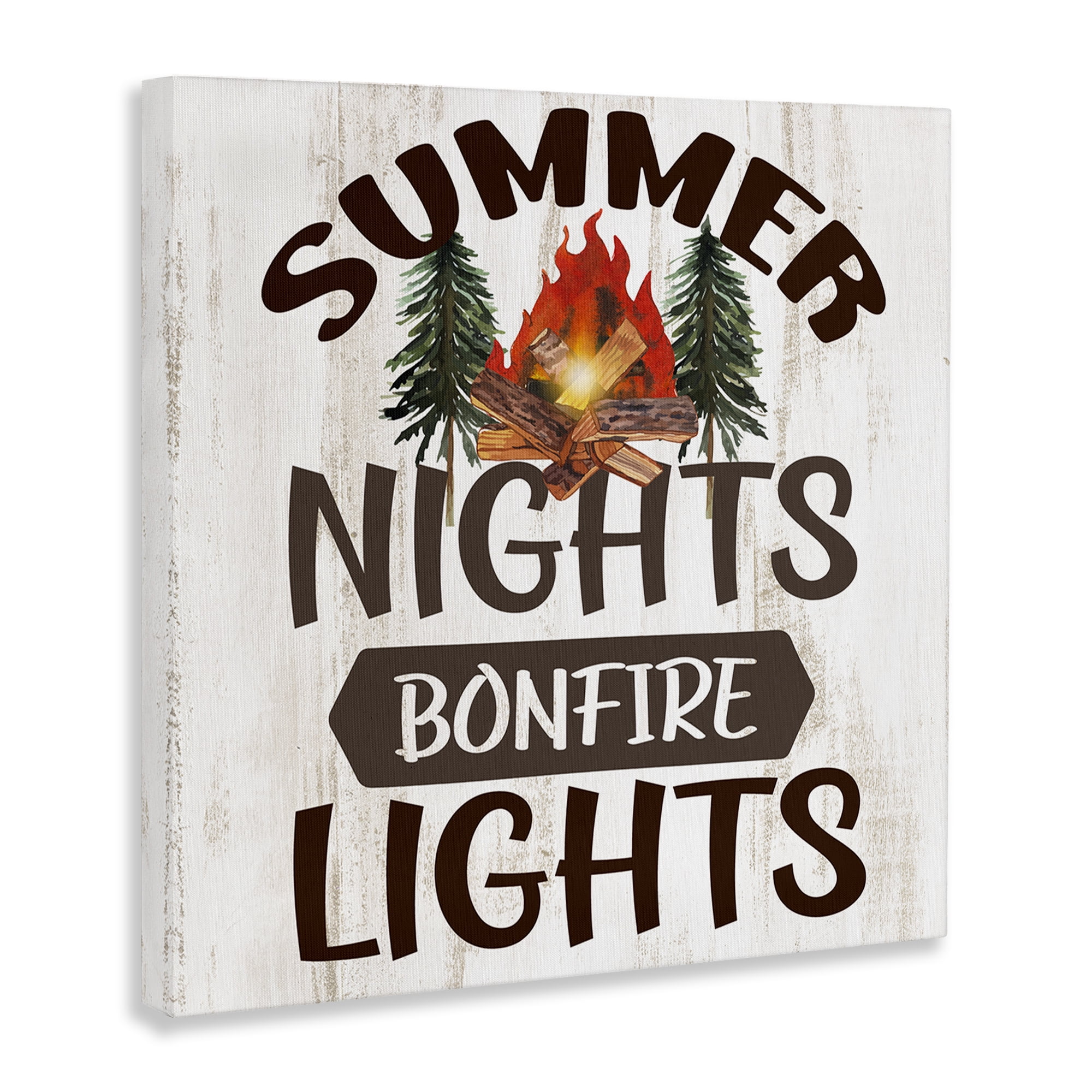 Stupell Industries Summer Nights Phrase Landscape Painting Gallery Wrapped Canvas Art Print Wall Art, 17 x 17