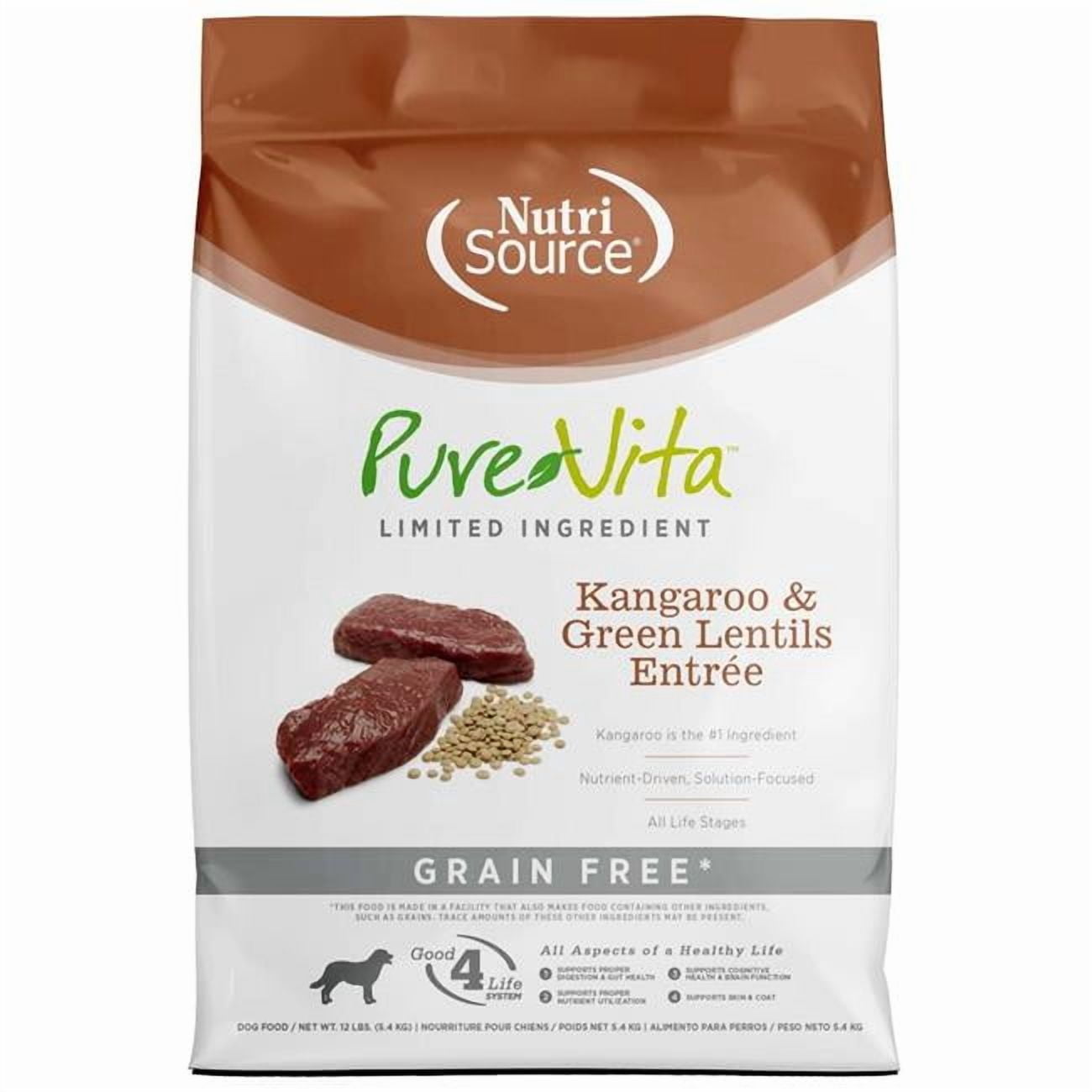 NutriSource PureVita Grain Free All Life Stages Kangaroo & Green Lentils Entree Dog Food 12 lb