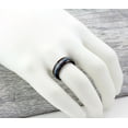 thumbnail image 5 of Men's Black Tungsten Wedding Band with Koa Wood and Blue Opal Stripe - Men's Rings for Weddings, 5 of 8