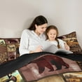 thumbnail image 5 of Feelyou Farmhouse Reindeer Moose Queen Comforter Set, Western Lodge Cabin Bedding Sets, Brown Plaid Checkered Reversible Bedding Comforter Set, Breathable Home Decor, 3 Pieces, 5 of 8