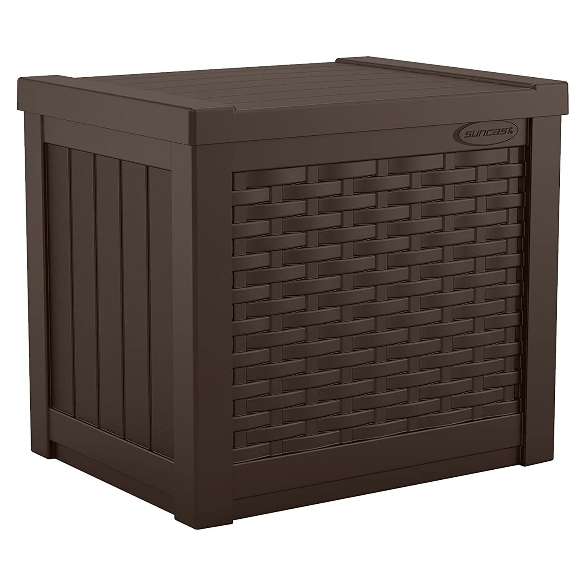 Suncast 22 Gal Outdoor Patio Small Deck Box w/ Storage Seat, Java (2 Pack) - image 2 of 10