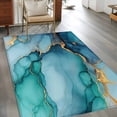 thumbnail image 2 of Turquoise Marble 4x6 Area Rugs for Living Room, Gold Foil Modern Abstract Non Slip Floor Mat Washable Low-Profile Indoor Carpet for Bedroom, Dining Room, Bathroom, 2 of 9