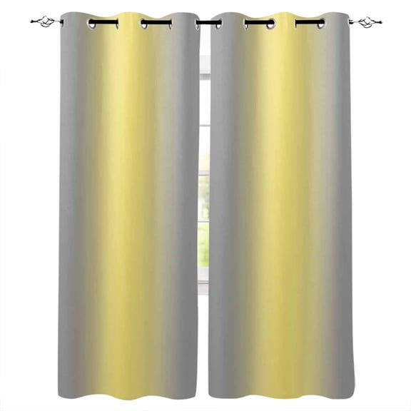 Fsddascl Yellow Ombre Blackout Curtains for Bedroom/Living Room, Thermal Insulated Kitchen Curtains, Farmhouse Grey Modern Art Grommet Darkening Window Treatment Drapes 52"x54"x2