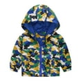 thumbnail image 2 of ATOGUTA Toddler Boy Winter Jacket Cute Print Zip Jacket Hooded Trench Lightweight Kids Coats Windbreaker Casual Outerwear Green, Size 2T-7, 2 of 4