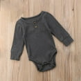 thumbnail image 2 of WIBACKER Newborn Unisex Baby Romper Infant Solid Ribbed Long Sleeve Bodysuit 1Pcs, 2 of 6