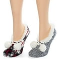 thumbnail image 6 of Cuddl Duds Women's Super Soft Plushfill Sherpa Lined Slipper Sock, 2 Pack (Leopard/Pink), 6 of 9