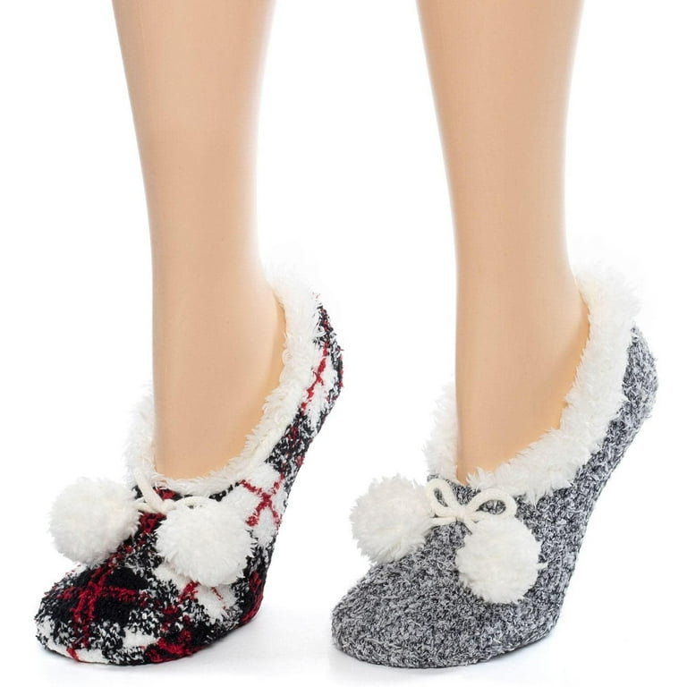 Cuddl Duds Women s Super Soft Plushfill Sherpa Lined Slipper Sock 2 Pack Polar Bear