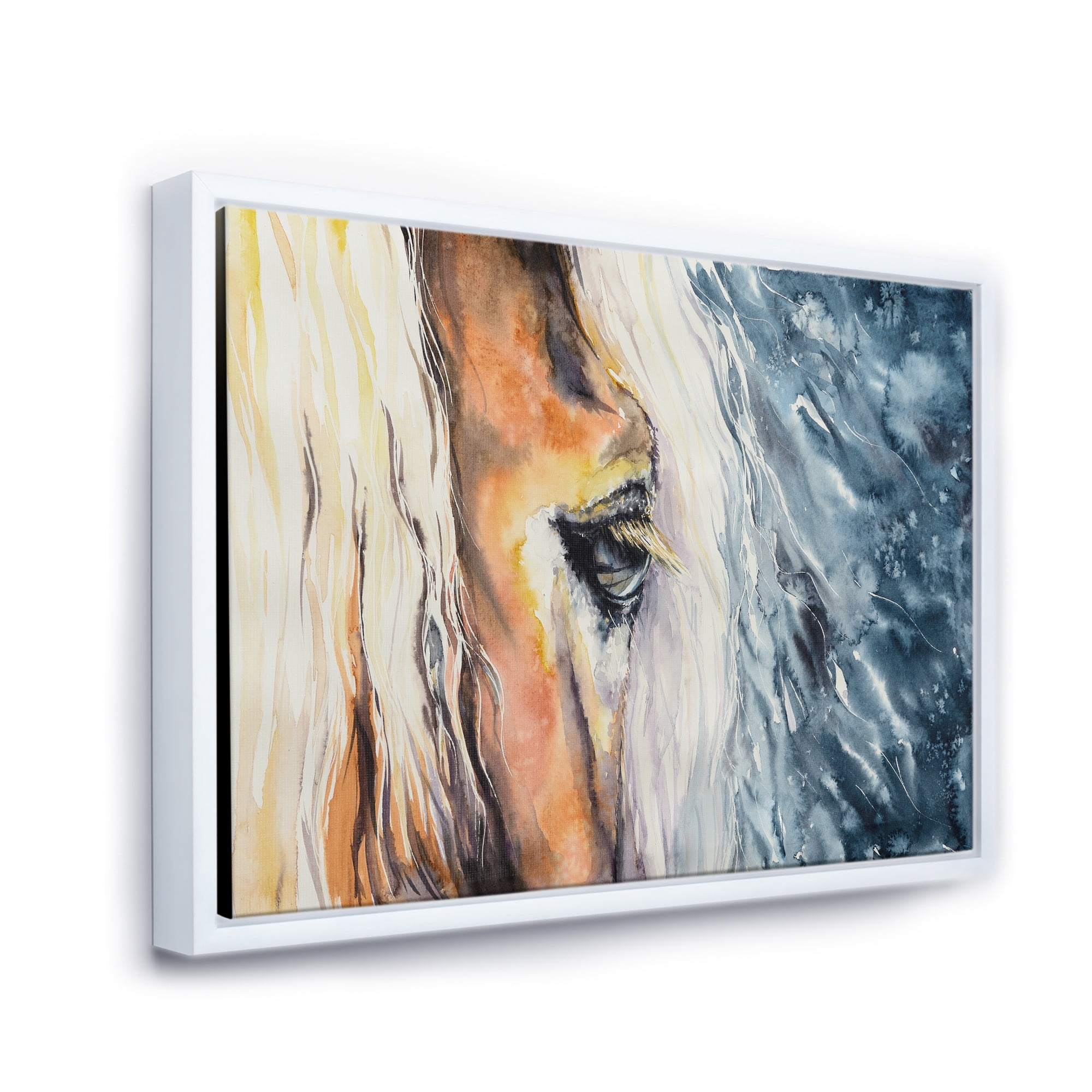 Designart 'Abstract Close-Up of A Beautiful Horses Eye II' Farmhouse Framed Canvas Wall Art Print