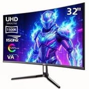 ZZA 32" Curved Gaming Monitor, 4k UHD(3840 * 2160P) VA Screen, 1500R, 144Hz/160Hz Computer Moniter, Supports AMD Freesync, 120% sRGB, Wall Mountable Installs(HDMI 2.1/DP 1.4)-Black