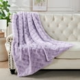 thumbnail image 4 of Home Soft Things Jacquard Faux Fur Throw - Lavender frost - 50" x 60, 4 of 9