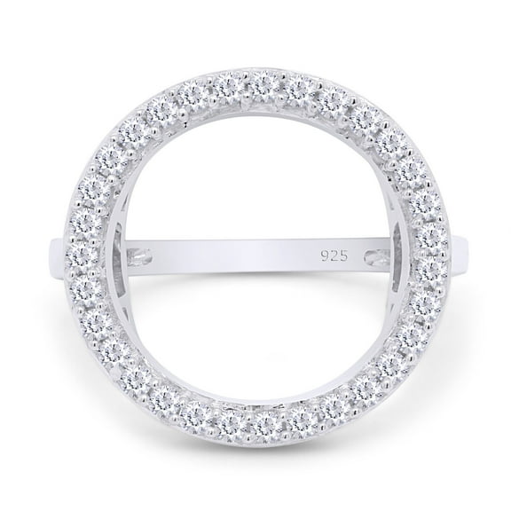 Unique Open Circle Diamond Engagement Ring 1.8 Ct Diamond 14K White Gold Over