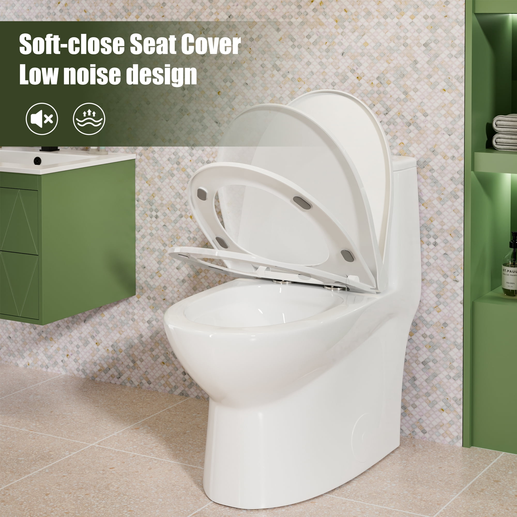 TT001 One-Piece Toilets for Bathrooms 1.6 GPF Dual Flush