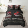 thumbnail image 2 of Homewish Retro American Flag 7-Piece Full Bedding Set Football Game Red White Black Ultra Soft Reversible Decor For Boys Kids, 2 of 8