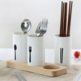 thumbnail image 1 of EGNMCR Household O-ak Base Cutlery Storage Box, Kitchen Draining Chopsticks Spoon Box, Split Storage Compartment,, 1 of 9
