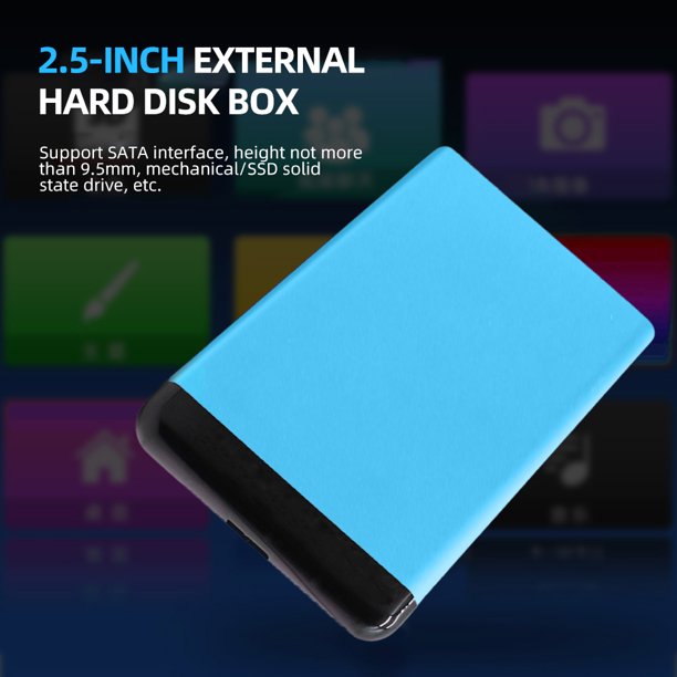 Caja HDD de 2,5 pulgadas USB3.0/3,1 SATA para menos de 9,5 HDD y SSD (Azul)