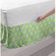 thumbnail image 2 of Sun Bed Skirt, Geometric Inspired Pattern of Abstract Ovals and Stripes Contemporary Design, Elastic Bedskirt Dust Ruffle Wrap Around for Bedding Decor, 4 Sizes, Almond Green Yellow, by Ambesonne, 2 of 2