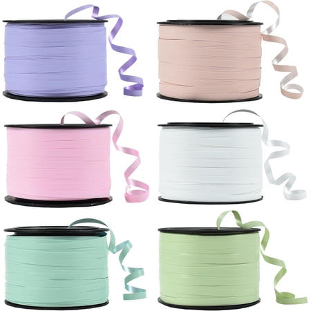 6 Assorted Colors Curling Ribbons Balloon String - Pastel Rolls for Gift Warppping Birthday Easter Party Decorations