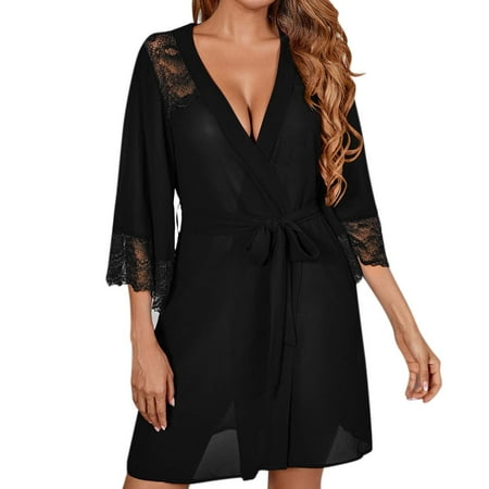 True Bras for Women Wireless 6 Pack Bras for Women Women Lace Kimono Robe Sexy Chiffon Lingerie Mesh Chemise