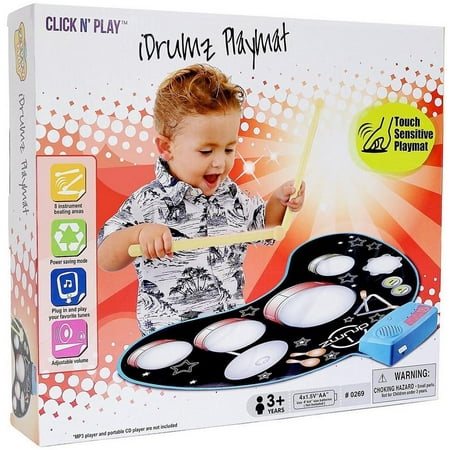Click N Play Kids Electronic Touch Sensitive Play Mat Drum Set With Real Drum