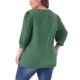 thumbnail image 3 of Blusa de Talla Grande para Mujeres, Manga 3/4, Cuello en V, Decoración de Botones, Camisetas Casual Sólidas 3X Verde, 3 of 6