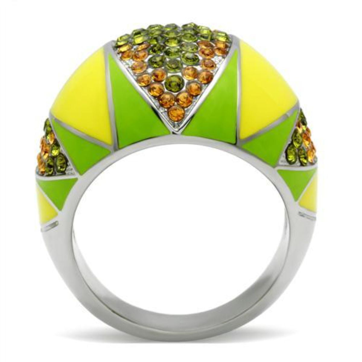 Details about   Mother's Day Pave Stainless Steel Two-Tone Crystal Multi Color Lady Ring Size 5 
