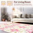 thumbnail image 2 of ODIKA 8'x10' Machine Washable Non-Slip Area Rug, Elegant Interlocking Lattice with Floral Accents and Delicate Scrollwork High Traffic Rug, Pink, 451689, 2 of 7
