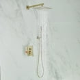 thumbnail image 3 of Luxurious Single Handle 2-Spray 10 in. Wall Mount Square Shower Head with Hand Shower Faucet in Brushed Gold, 3 of 14