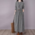 thumbnail image 6 of Womens Cotton Linen Maxi Dress Casual Loose Solid A-line Dress Flowy Summer Beach Vacation Dress with Pockets Gray XL, 6 of 7