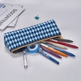 thumbnail image 5 of Naloa Blue Squares Print Leather Pencil Case - Portable Big Capacity Pencil Pouch Organizer Bag Stationery Bag for Work & Office Pencil Pen Case, 5 of 5