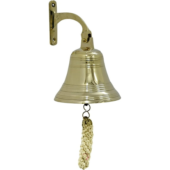Brass Nautical Brass Bell Ship Bell Doorbell Small Bell US Navy Clock Indian Bells Hanging Bell Brass Bell for Sale Wall Mounted Bell (5 Inch Dia)