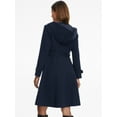 thumbnail image 3 of DARING DIVA Women's Single Breasted Belted Outerwear Coat with Pockets Dark Blue XS, 3 of 6