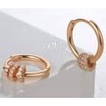 thumbnail image 4 of FANCIME Rose Gold Plated 925 Sterling Silver CZ Cubic Zirconia Cartilage Huggie Endless Sleeper Round Ball Dangle Drop Hoop Earrings Dainty Fine Jewelry Gifts for Women, 15mm (Rose Gold Plated Silver), 4 of 4