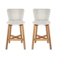 thumbnail image 2 of GZXS Outdoor Barstools Set of 2, PE Wicker Counter Height Chairs with Acacia Wood Legs, All-Weather Patio Seating for Patio, Deck, Garden, Light Gray, 2 of 10