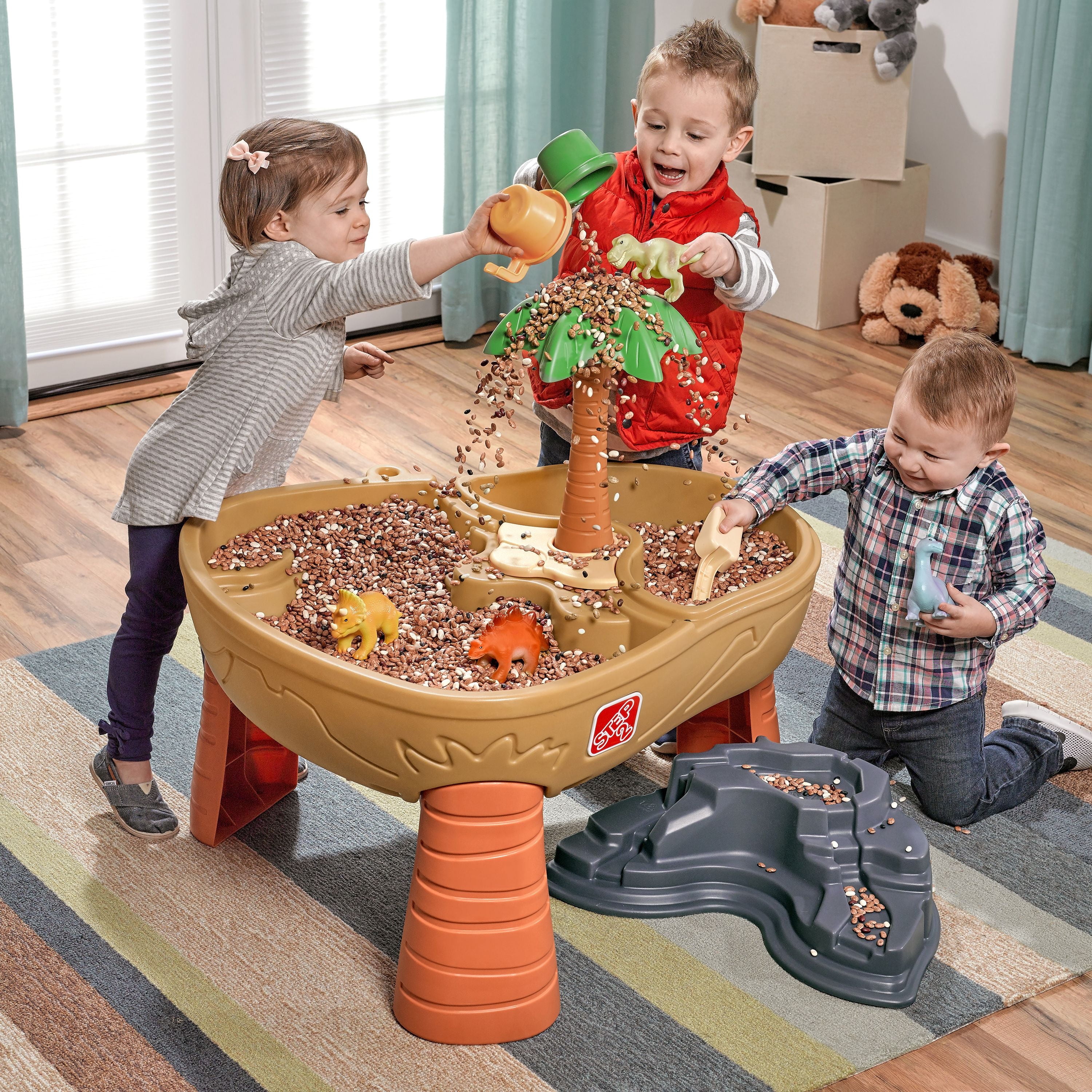 Step2 Dino Dig Sandbox and Water Table with 7-Piece Dinosaur Playset for Toddlers