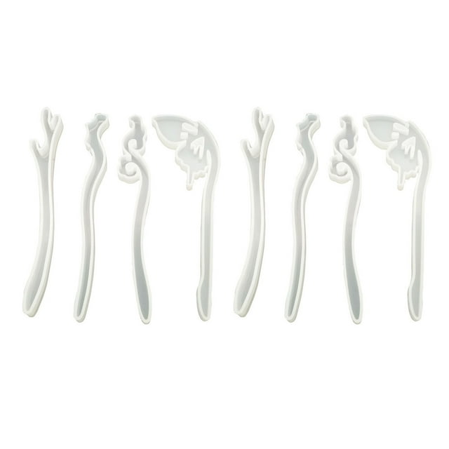 8pcs DIY Epoxy Hairpin Mirror Silicone Semitransparent Molds Craft Accessories Jewelry Making Tool (White Random Style)