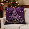 thumbnail image 6 of Hometravel Purple Christmas Pillowcase, Santa Claus Tree Candle Wreath Design, Decorative Cushion Cover for Bedroom, Sofa, Home Decor, 6 of 6