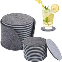 HANXIULIN Felt Coasters for Glasses Set Of 10 Round Glass Coasters With Storage Box In Light Grey for Glass, Drinks Glasses Bar Coffee 10 Cm / 3.9 Inches Home Kitchen Supplies