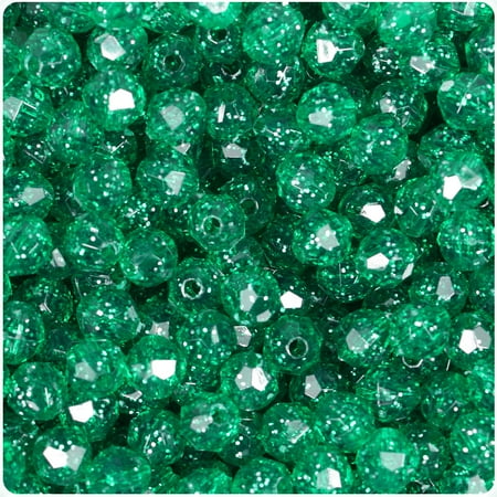 Quartz 8mm Round Gemstone Beads - BeadTin Emerald Sparkle 8mm Faceted Round Craft Beads (450pcs)