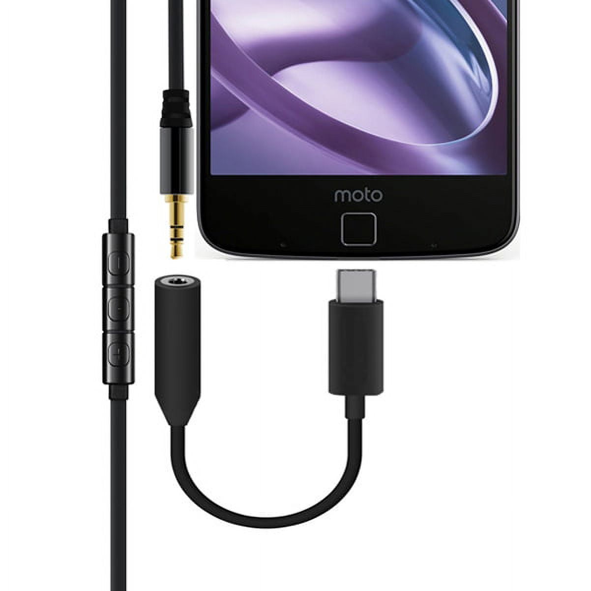 Hands-free MONO Headset with Mic 3.5mm Earphone TYPE-C Audio Adapter Premium Sound Headphone Compatible With Motorola Moto Z3