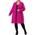 thumbnail image 2 of Agnes Orinda Women's Plus Size Peacoat Notched Lapel Double Breasted Winter Long Coat with Pockets 2X Hot Pink, 2 of 6