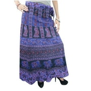 Mogul Women's Wrap Around Skirt Cotton Block Printed Long Skirts Multi Wear