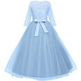 thumbnail image 3 of Robe Longue en Dentelle Florale Vintage pour Filles Manches 3/4 Robe de Soirée de Mariage Robe de Danse Formelle, 3 of 5