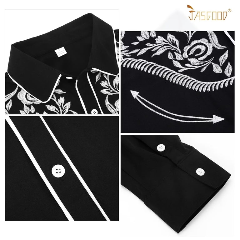 JASGOOD Men's Western Cowboy Embroidered Button-Up Shirt photo 6